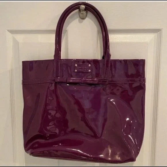 Purple, patent leather Kate Spade tote in great condition. - Picture 1 of 9